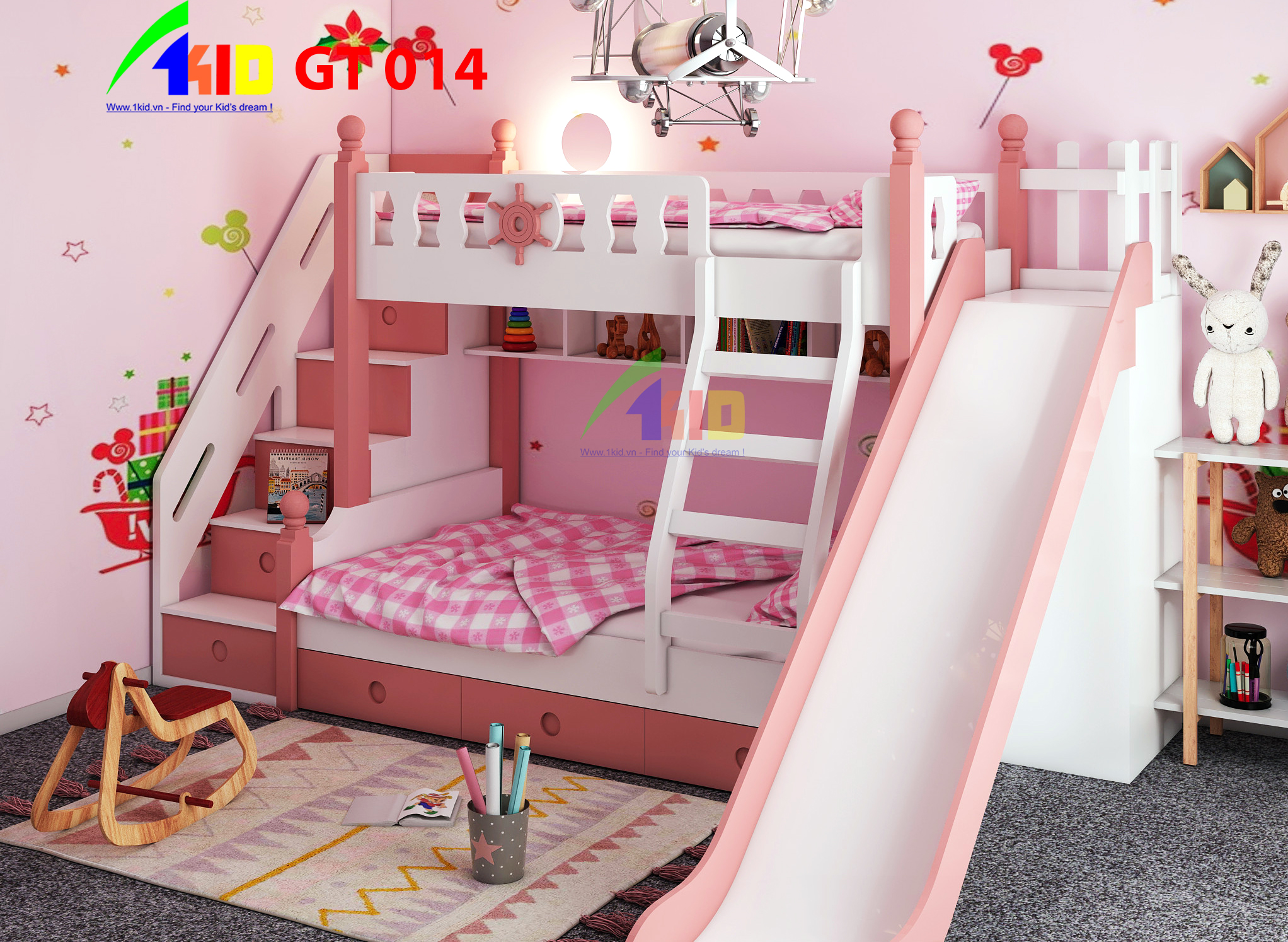 Giường tầng trẻ em bé gái Mã GT14