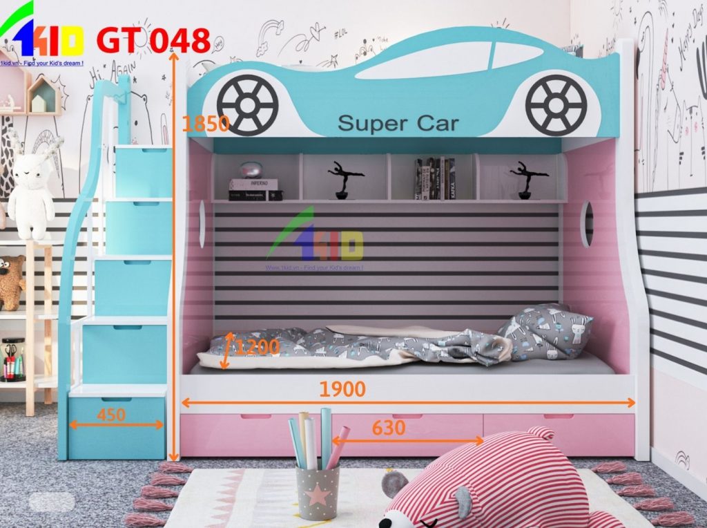 Kích thước chi tiết giường tầng trẻ em-Onekid